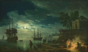 Nacht: Een haven in het maanlicht, 1748